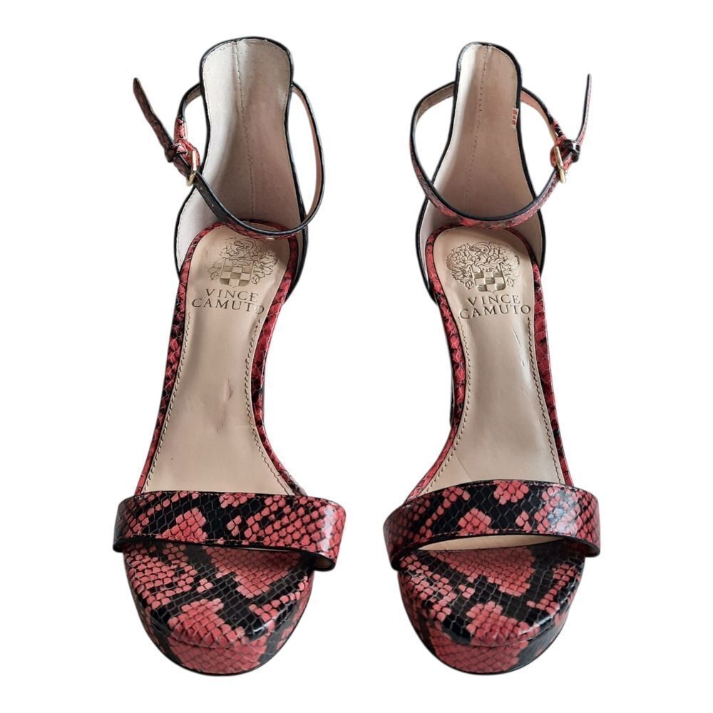 Vince Camuto Pink and Black Heeled Sandals with Ankle Strap